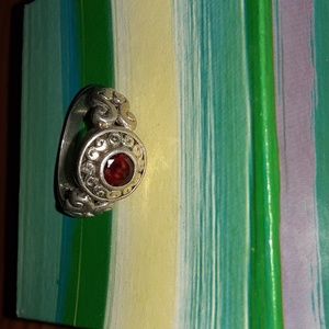 SS Vintage Celtic Ruby Red Garnet ring S925
